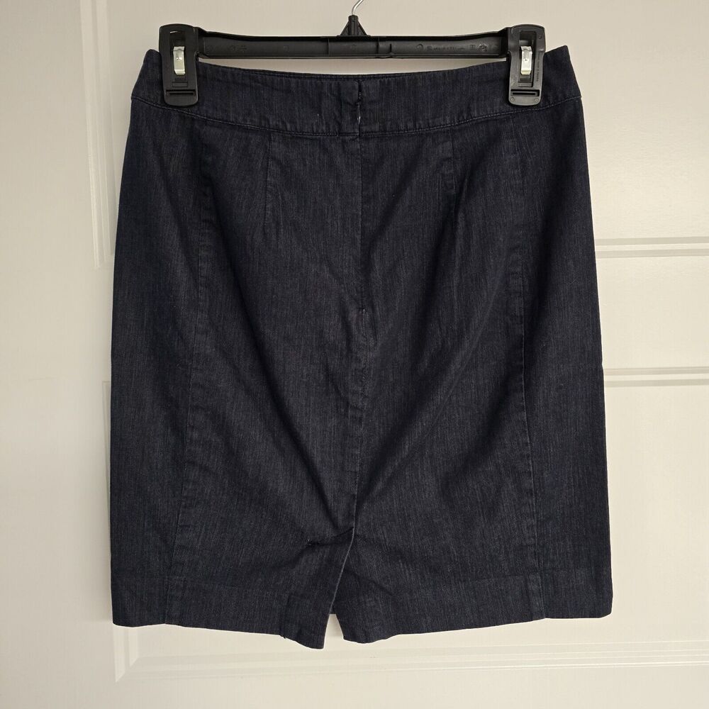 Women's LOFT Dark Chambray Mini Short Pencil Skirt | Size 2 Petite - Picture 2 of 7